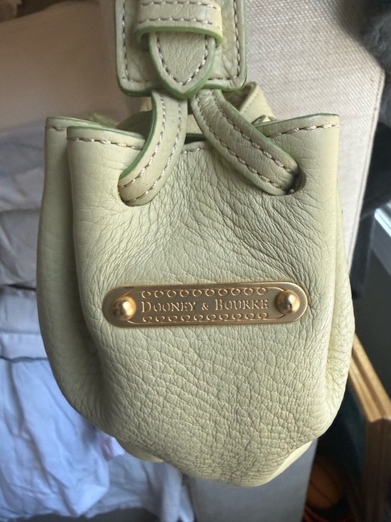 Dooney & Bourke Handbags - Dooney & Bourke Pale Green Pebbled Leather Shoulder Bag with Gold Hardware